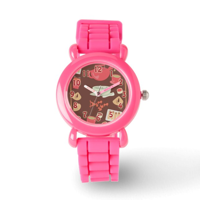 Dim Sum Cute Kawaii Chinese Food Fun Pattern Horloge (Voorkant)