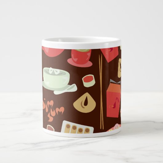 Dim Sum Deluxe Fun Food Pattern Time Extra Grote Mok (Voorkant)