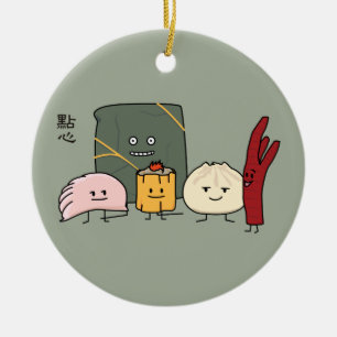 Dim Sum Pork Bao Shaomai Chinese dumplas Buns Bun Keramisch Ornament
