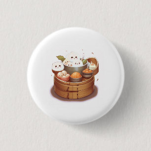 Dim sum, thema eten ronde button 3,2 cm