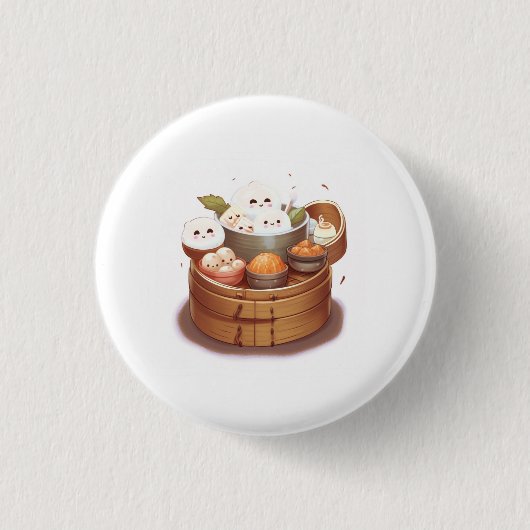 Dim sum, thema eten ronde button 3,2 cm (Voorkant)