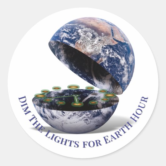 Dim The Lights Earth Hour Ronde Sticker (Voorkant)