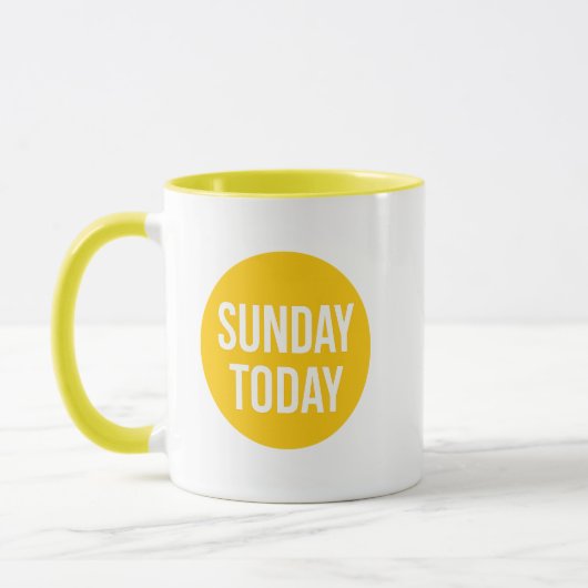 dimanche aujourd'hui mug, Jaune mug de café Dimanc (Gauche)