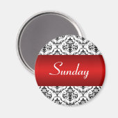 Dimanche Rouge - Aimant Damassé (Recto/Verso)