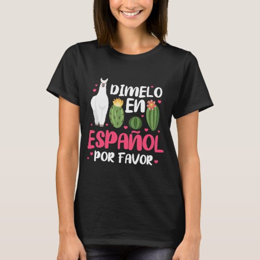 Dimelo en Espanol Spaans leraar T-shirt (Voorkant)