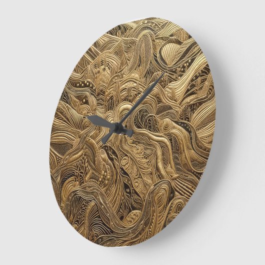 Dimensionaal Goud Abstract Design Grote Klok (Hoek)