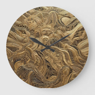 Dimensionaal Goud Abstract Design Grote Klok