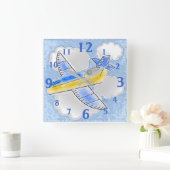 Dimensionaal Jetplane Vierkante Klok (Huis)