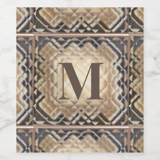 Dimensionaal vierkant-M Wijn Etiket (Enkel label)