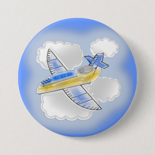Dimensionaal vliegtuig ronde button 7,6 cm (Voorkant)