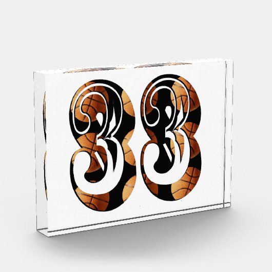 Dimensionale Oranje zwarte basketbal nummer 33, Fotoblokken (Links)