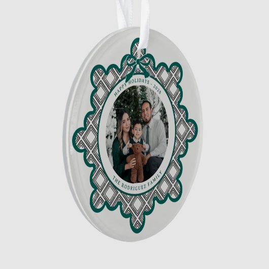 Dimond Pattern Acrylic Holiday Ornament with Photo (voorkant)