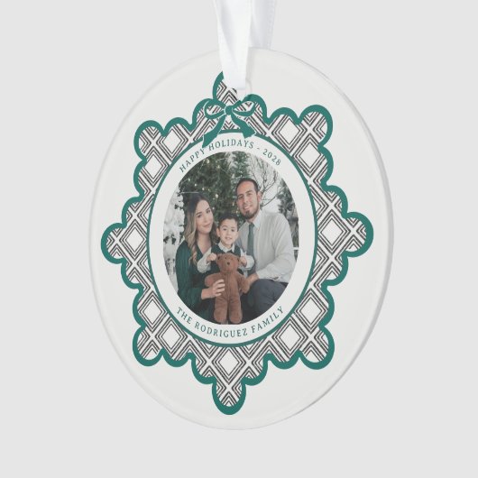 Dimond Pattern Acrylic Holiday Ornament with Photo (voorkant)