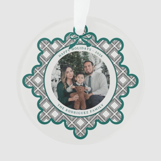 Dimond Pattern Acrylic Holiday Ornament with Photo (voorkant)