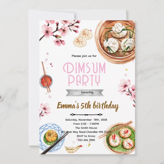 Dimsum birthday party invitation (Devant)