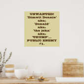 "Dimwit Donnie" Trump, staatsvijand #1 poster (Keuken)