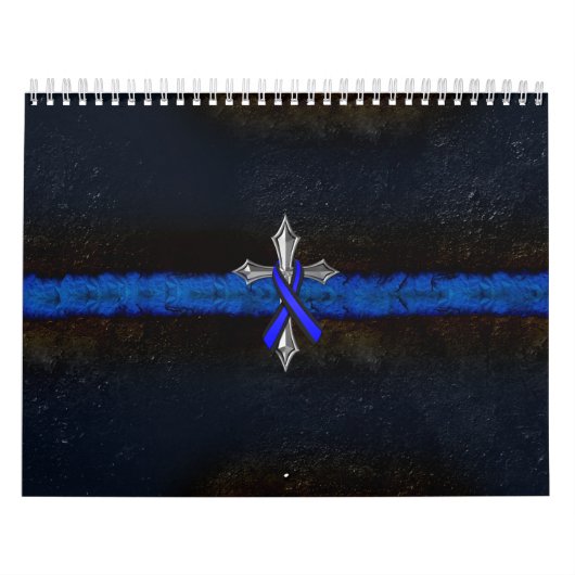 Din Blue Line Cross en Ribbon Kalender (Hoes)