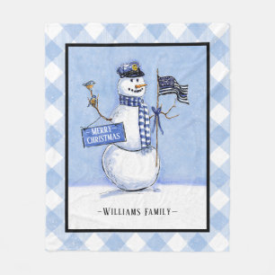 Din Blue Line Flag Merry Kerstman Fleece Deken