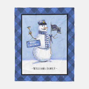 Din Blue Line Flag Merry Kerstman Fleece Deken