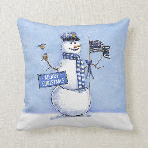 Din Blue Line Flag Merry Kerstman Kussen