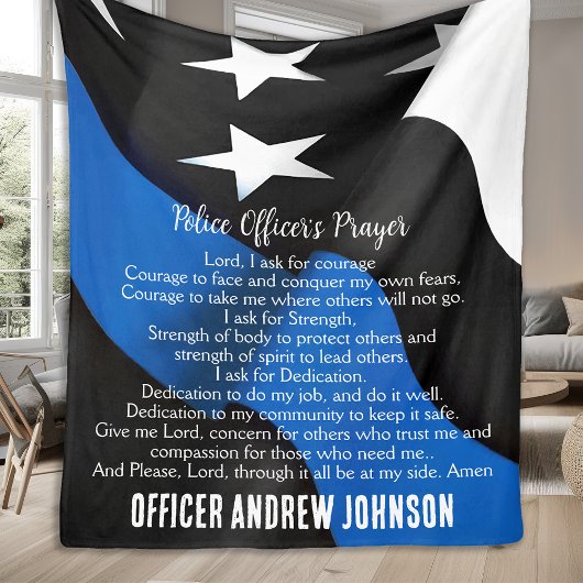 Din Blue Line Flag Police Officer's Prayer Fleece