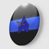 Din Blue Line - Sergeant Stripes Rank Insignia Grote Klok (Hoek)