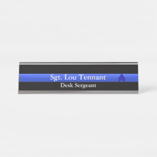 Din Blue Line - Sergeant Stripes Rank naamplaat