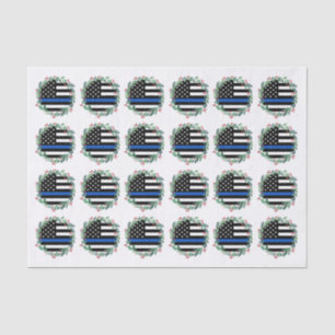 Din Blue Line Wreate Holiday Kerstmis Tissuepapier