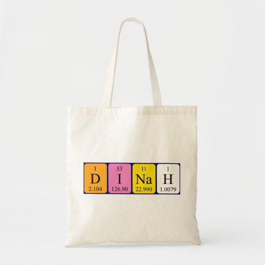Dinah periodieke tabel naam canvas tas (Voorkant)