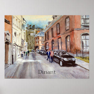 Dinant België Straatscène Aquarel Poster