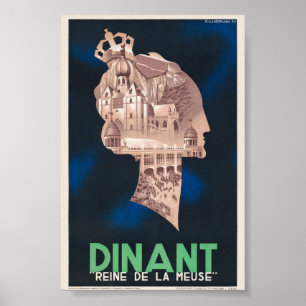 Dinant Reine de la Meuse Affiche Vintage 1934