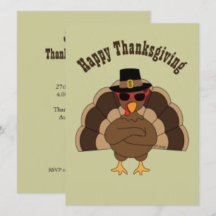 Dinde cool avec invitation de Thanksgiving à lunet