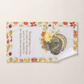Dinde de Thanksgiving avec feuilles d'automne (Serviette à main)