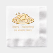 Dinde sur plat Joyeux Thanksgiving Nom de famille (Recto)
