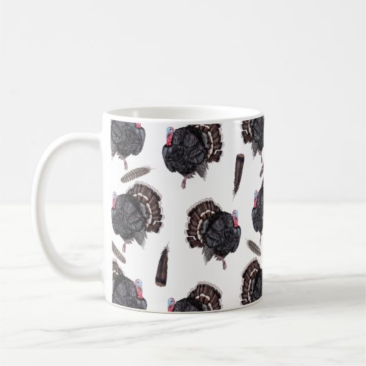 Dindes et plumes - Mug de café blanc (Gauche)
