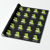 Dine-osaur Grappige Dinosaurus Pun Donker BG Cadeaupapier (Uitgerold)