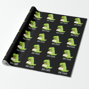 Dine-osaur Grappige Dinosaurus Pun Donker BG Cadeaupapier