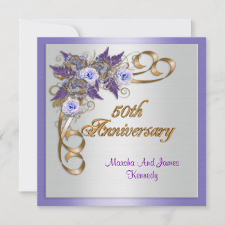 Dîner 50e Anniversaire invitation élégante florale