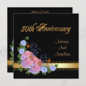 Dîner 50e anniversaire invitation orchidées (Devant / Derrière)