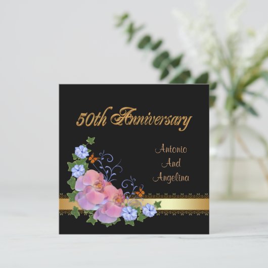 Dîner 50e anniversaire invitation orchidées (Debout devant)