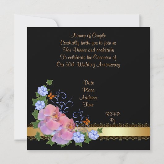 Dîner 50e anniversaire invitation orchidées (Dos)