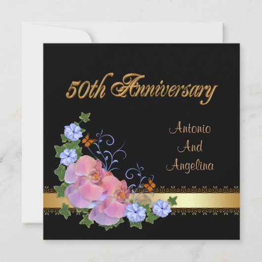 Dîner 50e anniversaire invitation orchidées (Devant)