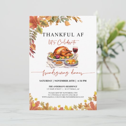 Dîner Amical Dîner De Thanksgiving Invitation (Debout devant)