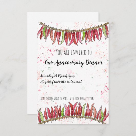 Dîner anniversaire invitation cadeau (Devant / Derrière)