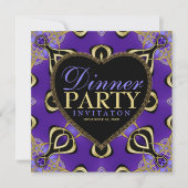 Dîner Anniversaire Soirée Purple Gold Invitations (Devant)