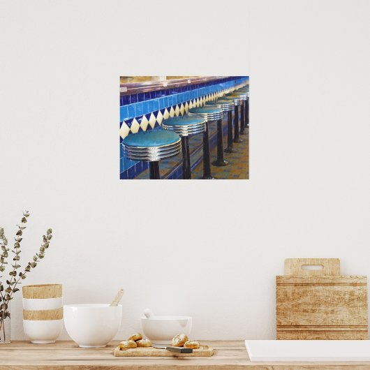 Diner Bar Stools Impressionisme Poster (Keuken)