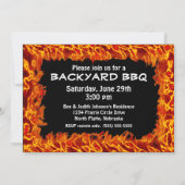 Dîner barbecue Flames réalistes Invitations (Dos)