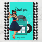 Diner blauwgroen zwart-wit, ingecheckte retro uit wijn etiket (Enkel label)