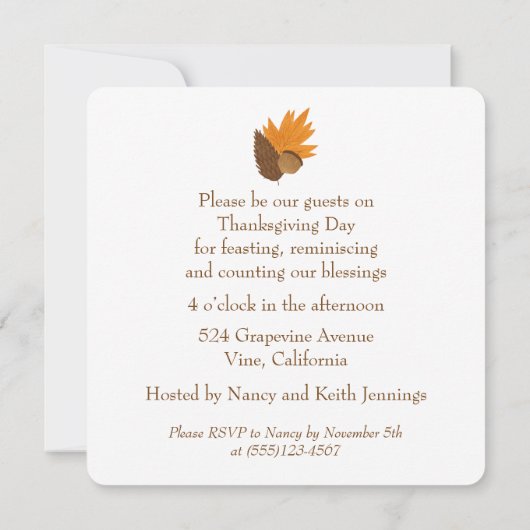 Dîner Bon thanksgiving moderne Invitation (Dos)