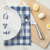 Diner Bord op Blue Gingham Theedoek (Quarter Fold)